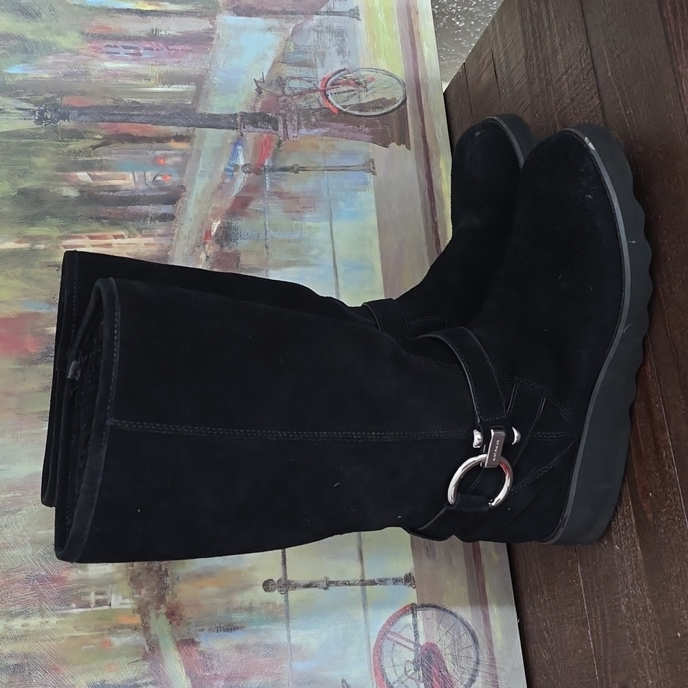 Coach Black virtue Suede Boots size 8B